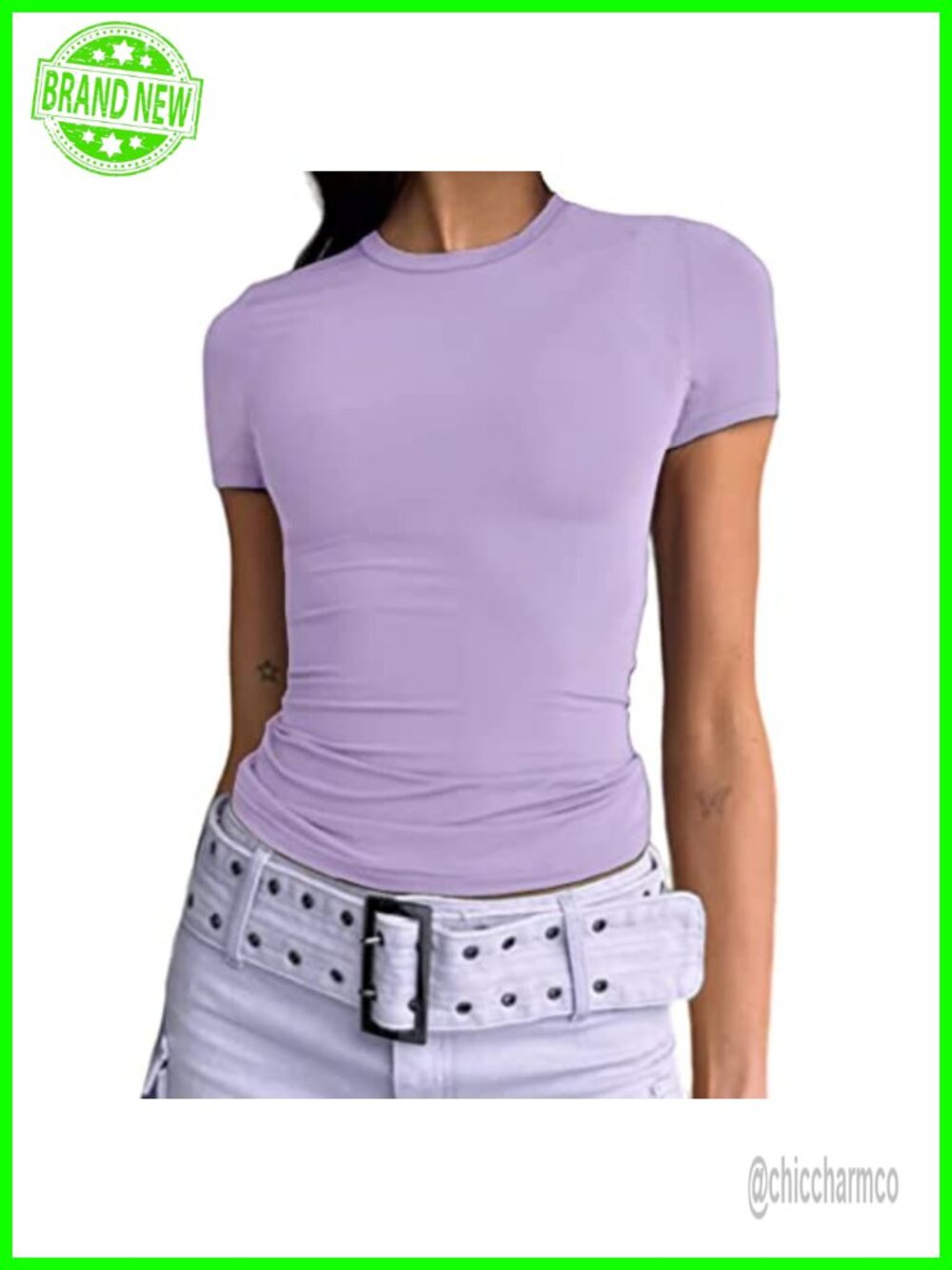 Womens Basic Summer Short Sleeve Fitted Workout Crop Top
